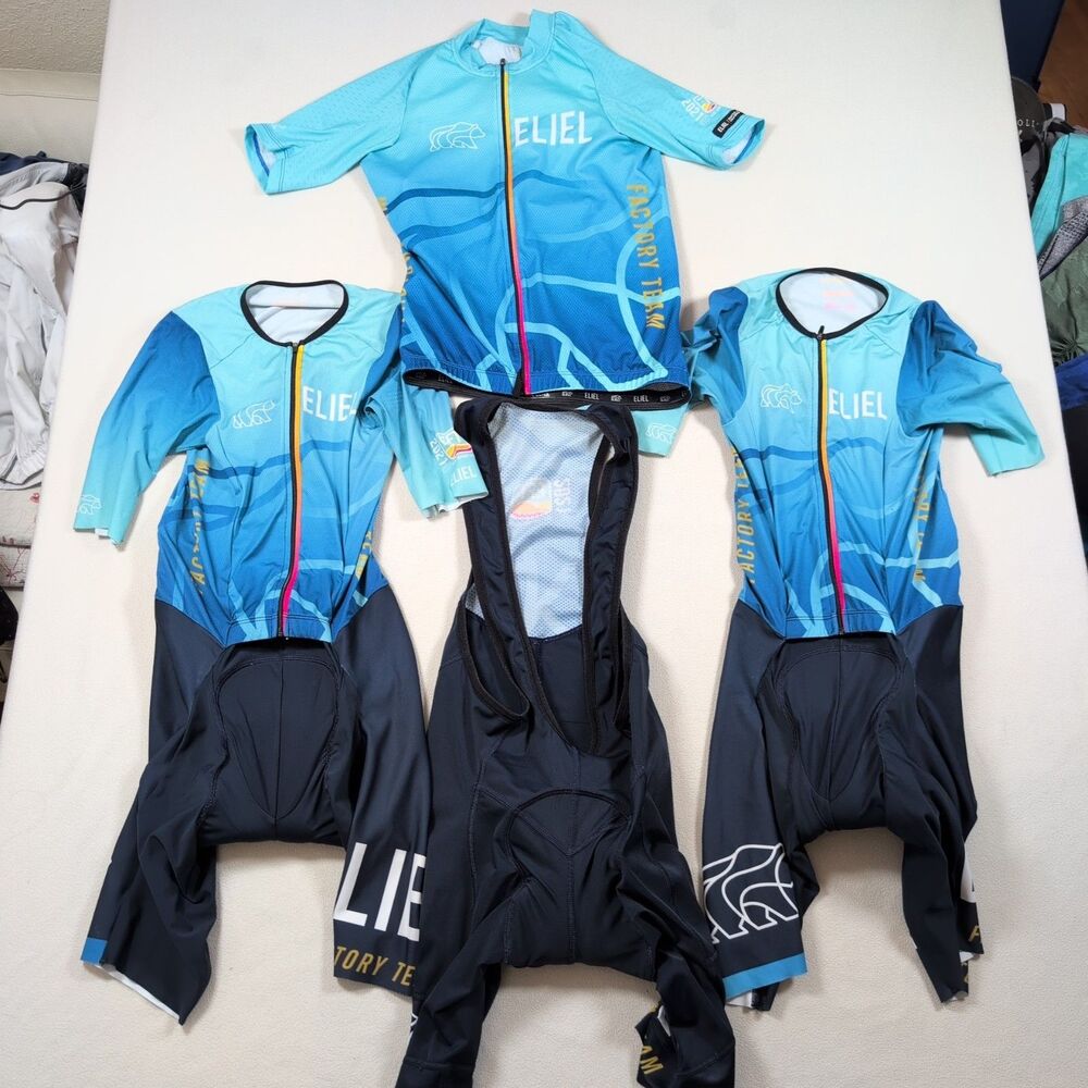Eliel 2021 Factory Team Kit Lot of 4, Bib, Jersey, and Skinsuits Men's Size M